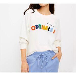 Lou & Gray Ivory Colorful Always the Optimist relaxed fit Sweatshirt sz Large